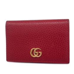 グッチ(Gucci) グッチ 名刺入れ GGマーモント 474748 レザー レッド   レディース