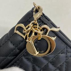 クリスチャン・ディオール(Christian Dior) クリスチャンディオール 三つ折り財布 カナージュ レザー ブラック シャンパン  レディース