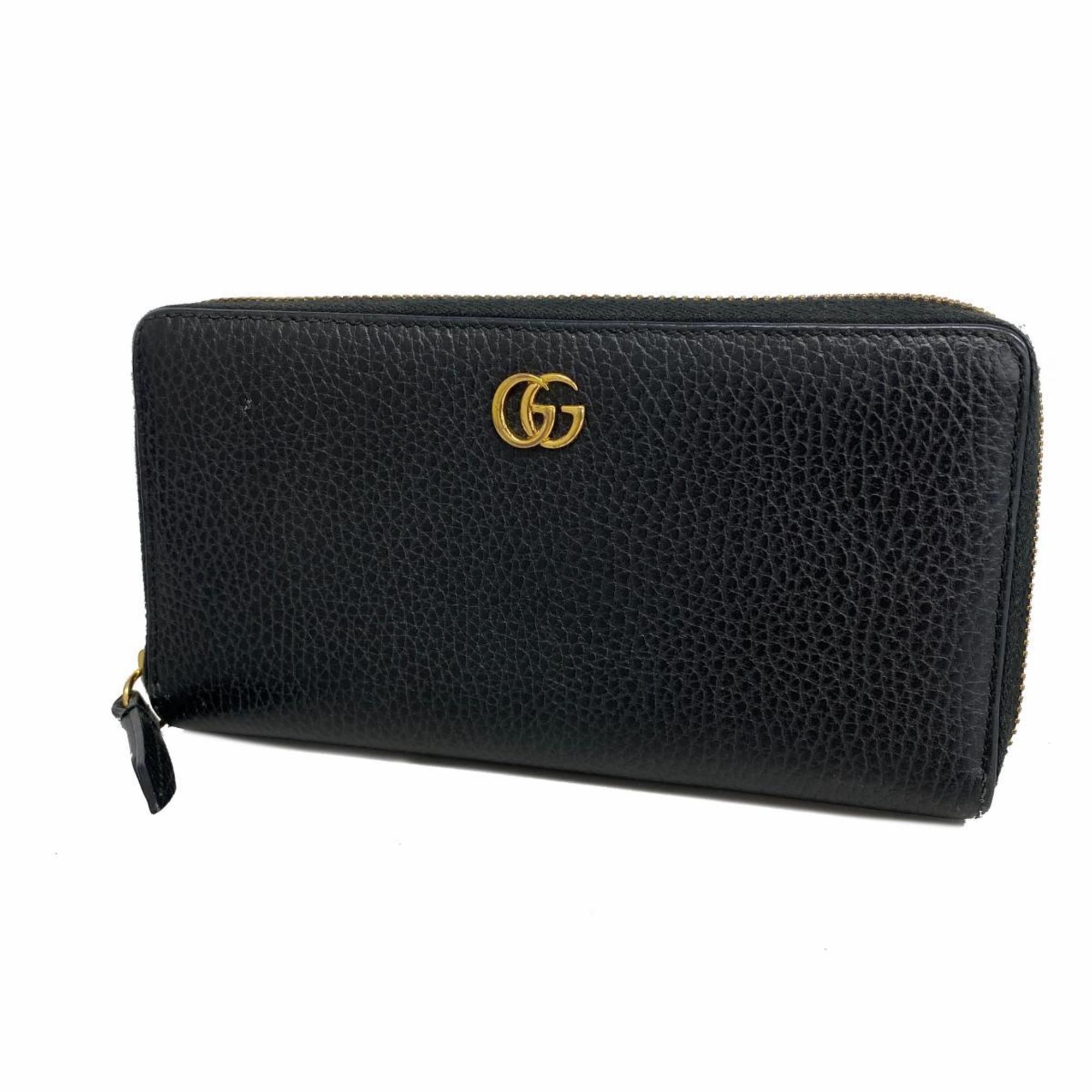 グッチ(Gucci) グッチ 長財布 GGマーモント 456117 レザー ブラック   レディース