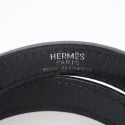 エルメス(Hermes) エルメス ブレスレット ケリードゥブルトゥール メタル素材 レザー シルバー ブラック  メンズ レディース