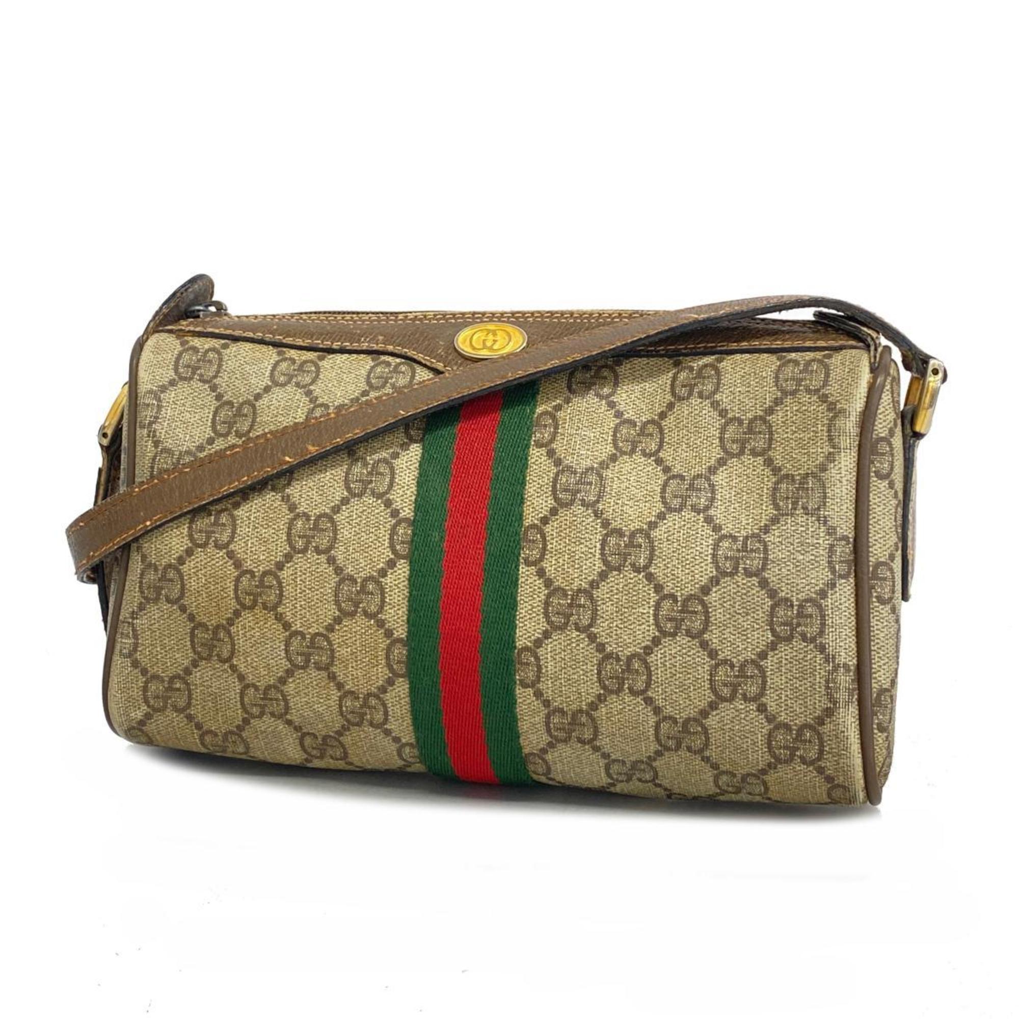 グッチ(Gucci) グッチ ショルダーバッグ GGスプリーム シェリーライン 89 02 018  レザー ブラウン   レディース