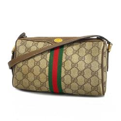 グッチ(Gucci) グッチ ショルダーバッグ GGスプリーム シェリーライン 89 02 018  レザー ブラウン   レディース