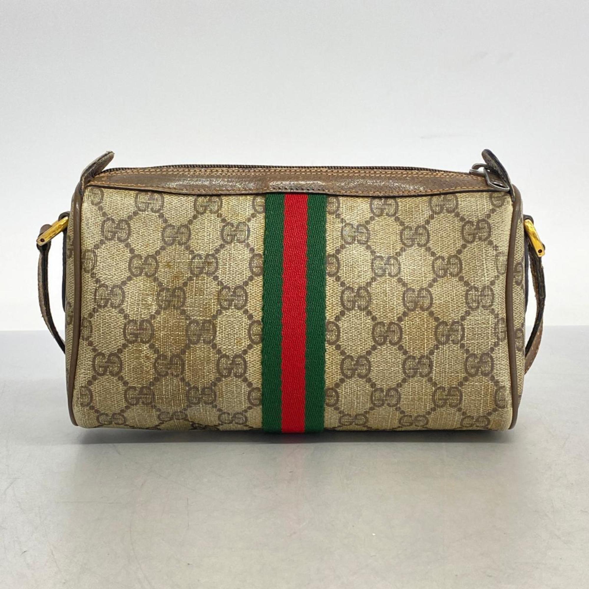 グッチ(Gucci) グッチ ショルダーバッグ GGスプリーム シェリーライン 89 02 018  レザー ブラウン   レディース