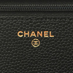 シャネル(Chanel) シャネル ショルダーウォレット マトラッセ チェーンショルダー キャビアスキン ブラック シャンパン  レディース