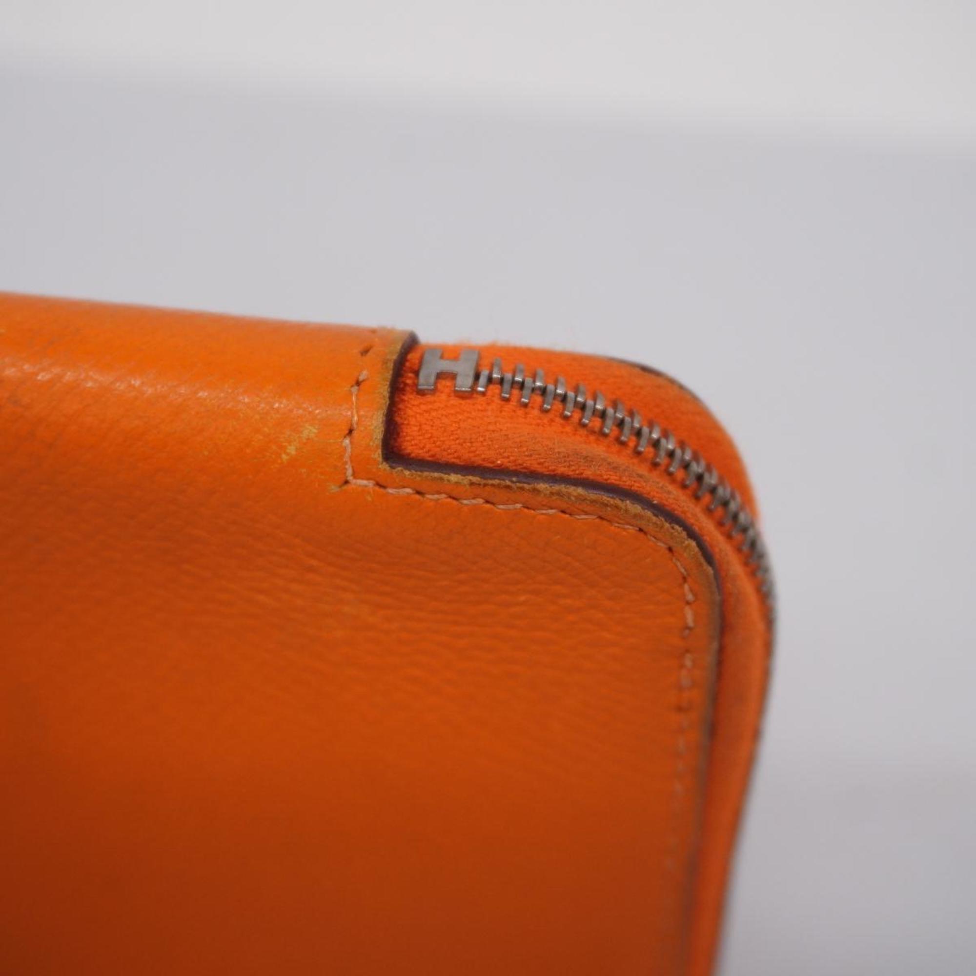 エルメス(Hermes) エルメス 長財布 アザップコンバイン □H刻印 ヴォーエプソン オレンジ   メンズ レディース