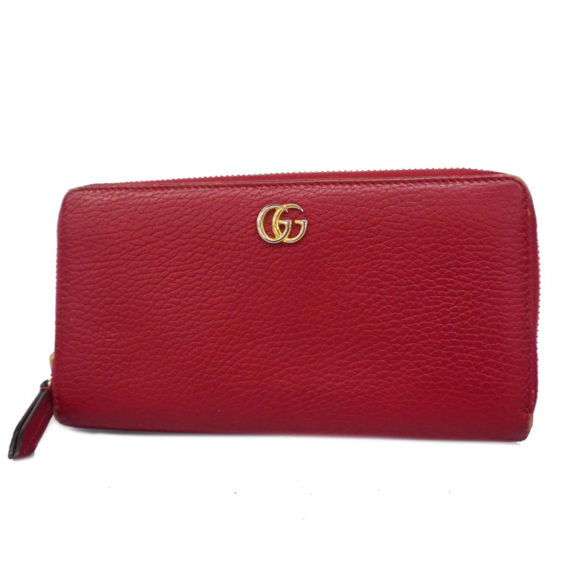 グッチ(Gucci) グッチ 長財布 GGマーモント 456117 レザー レッド   メンズ レディース