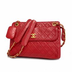 シャネル(Chanel) シャネル ショルダーバッグ マトラッセ チェーンショルダー ラムスキン レッド   レディース