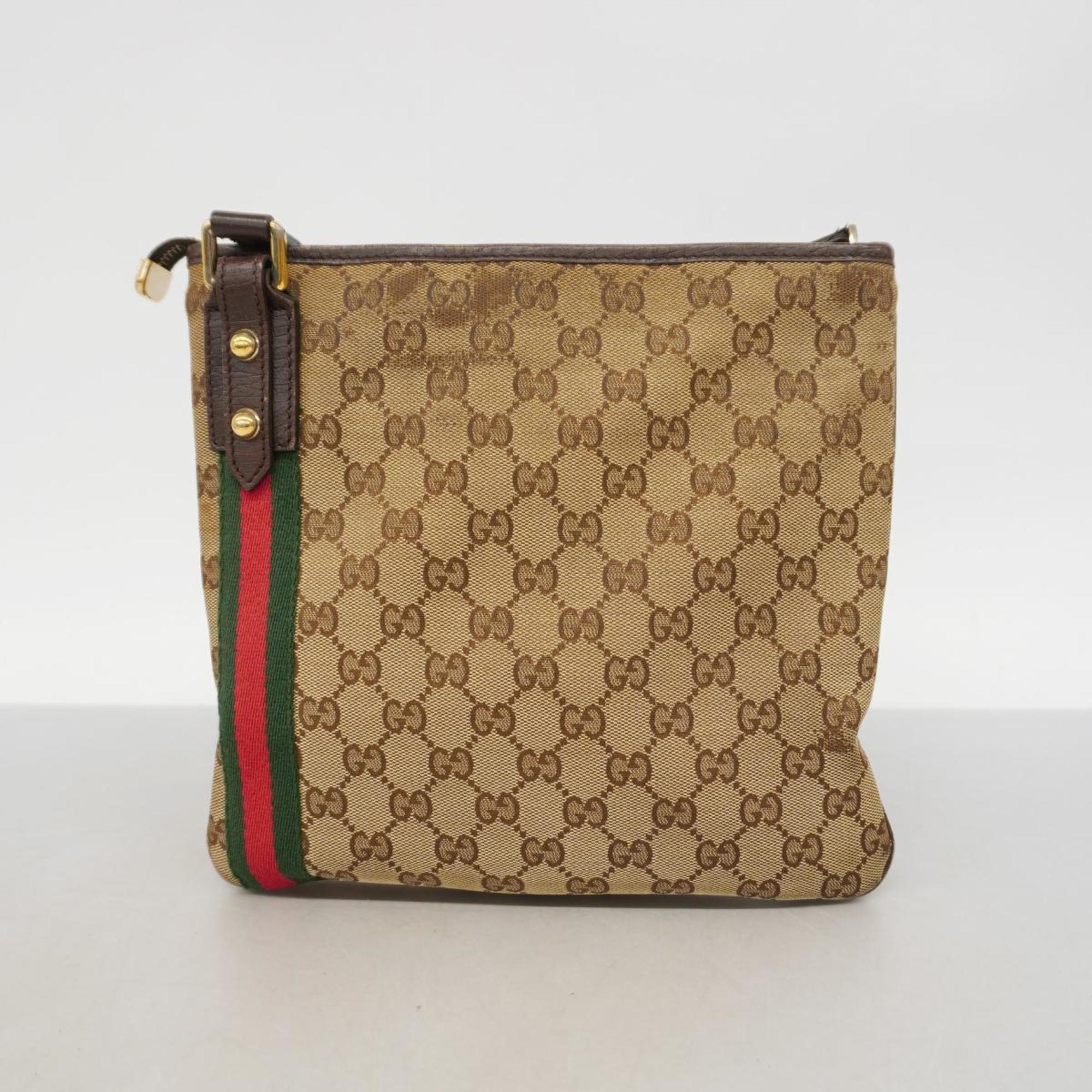 グッチ(Gucci) グッチ ショルダーバッグ GGキャンバス シェリーライン 144388 キャンバス ブラウン   レディース