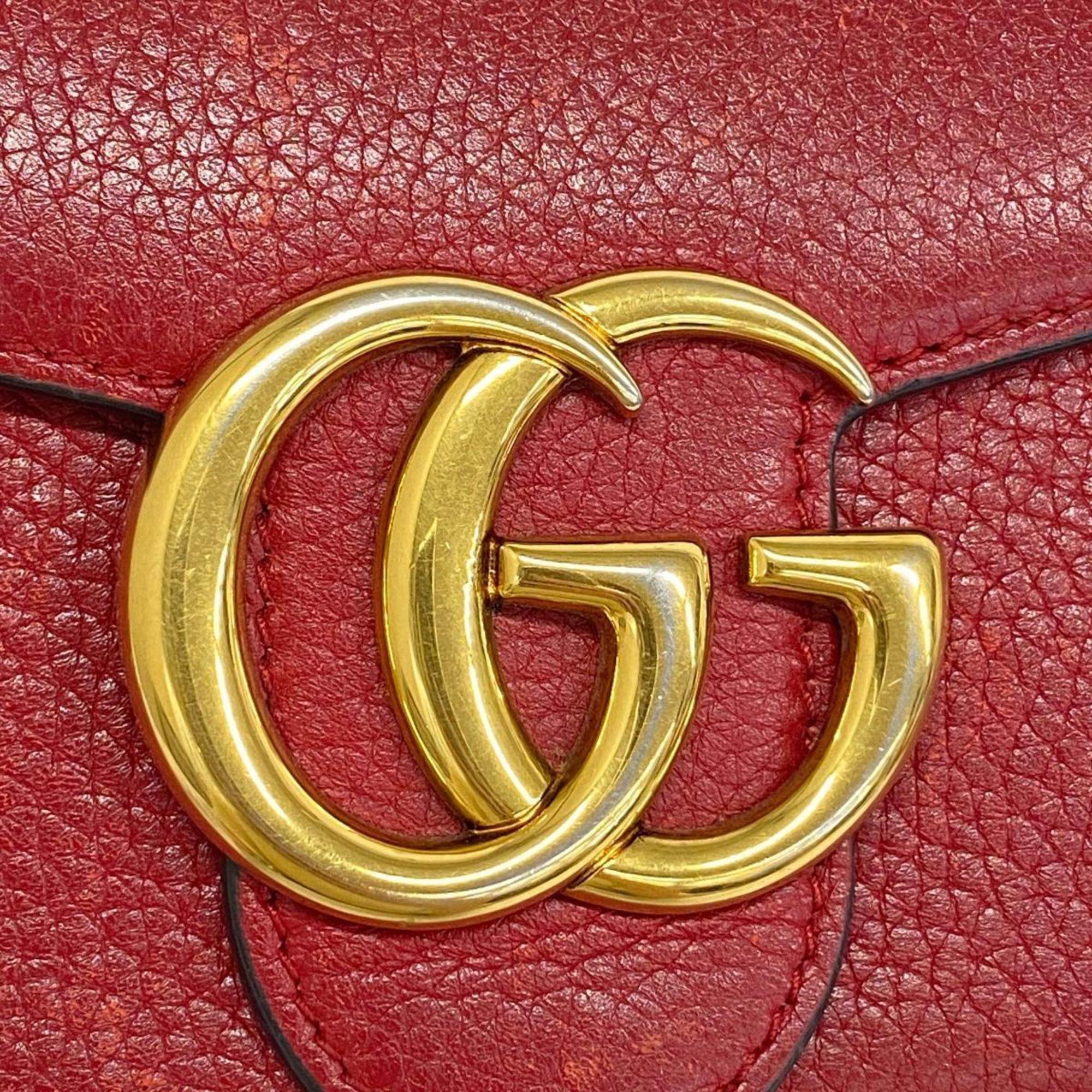 グッチ(Gucci) グッチ 長財布 GGマーモント 400586 レザー レッド   レディース