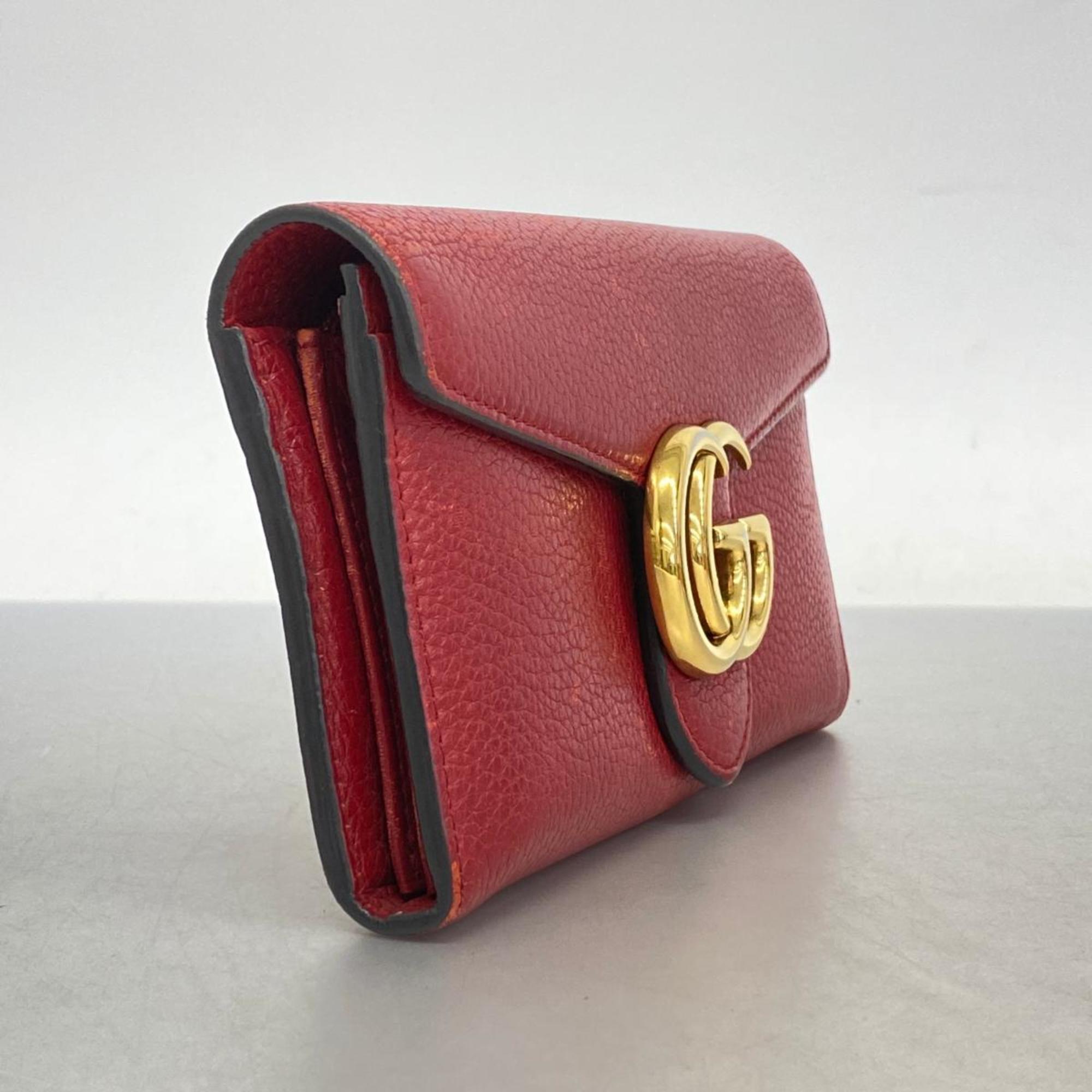 グッチ(Gucci) グッチ 長財布 GGマーモント 400586 レザー レッド   レディース