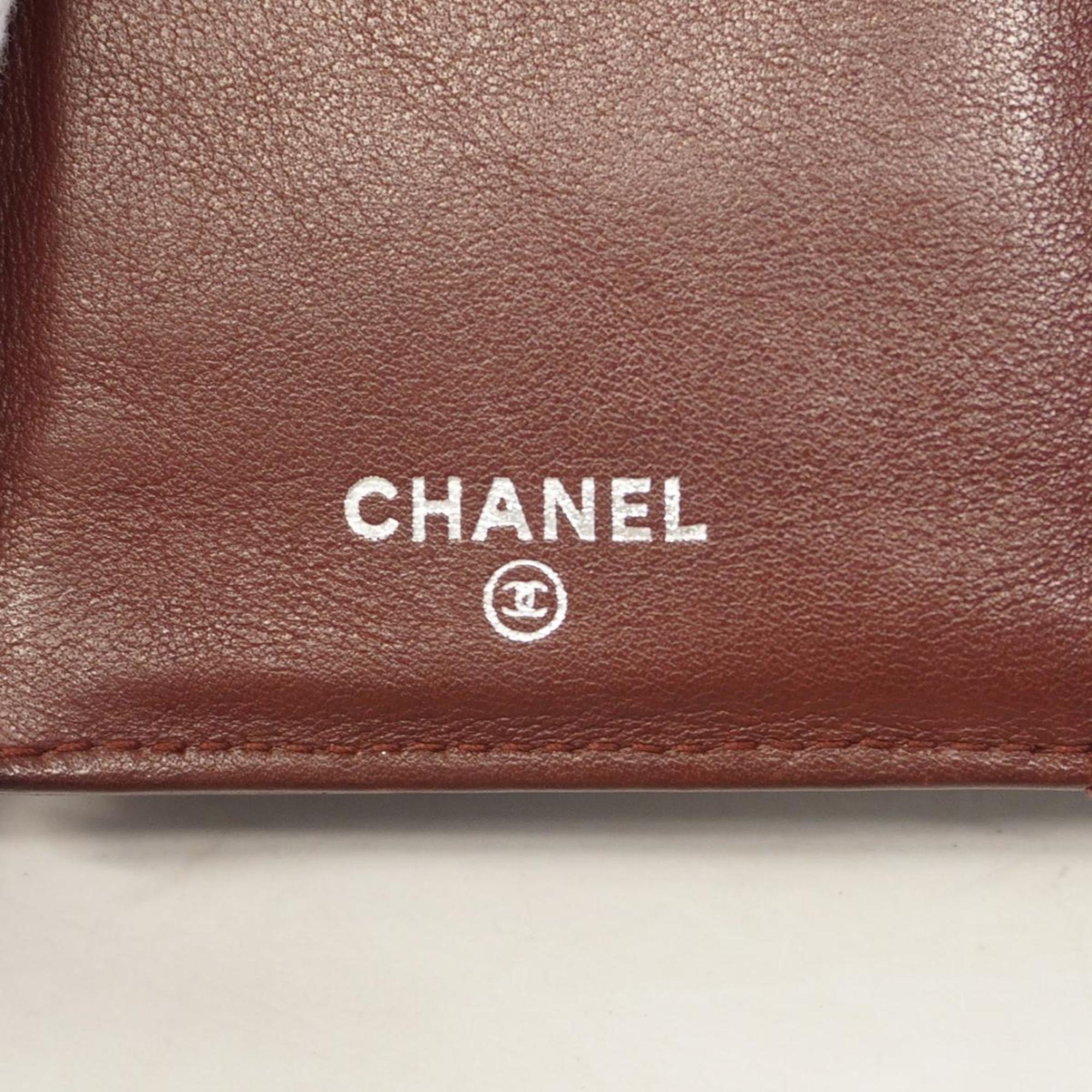 シャネル(Chanel) シャネル 三つ折り長財布 ビコローレ レザー ブラック   レディース