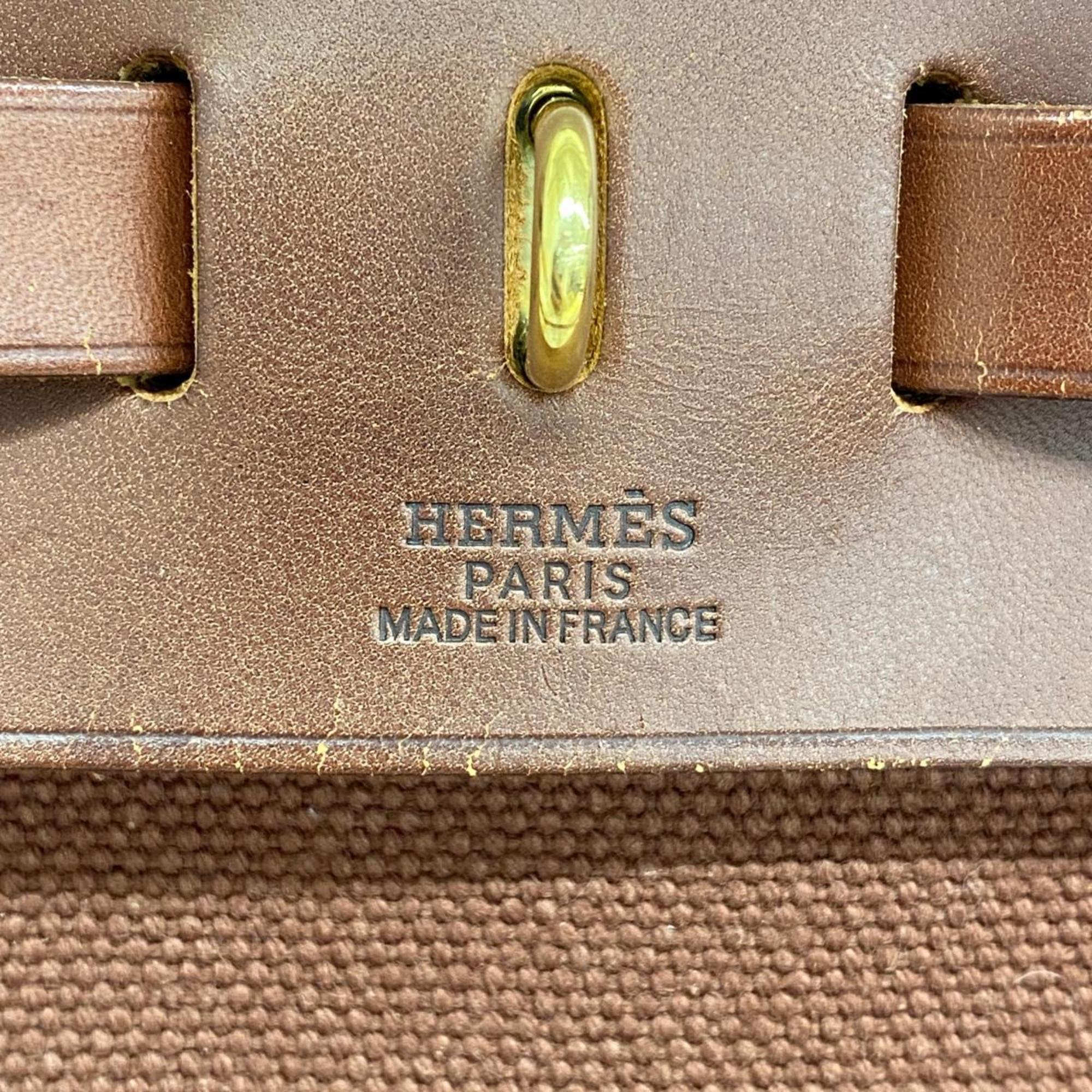 エルメス(Hermes) エルメス ハンドバッグ エールバッグPM □F刻印 トワルアッシュ ブラウン   レディース