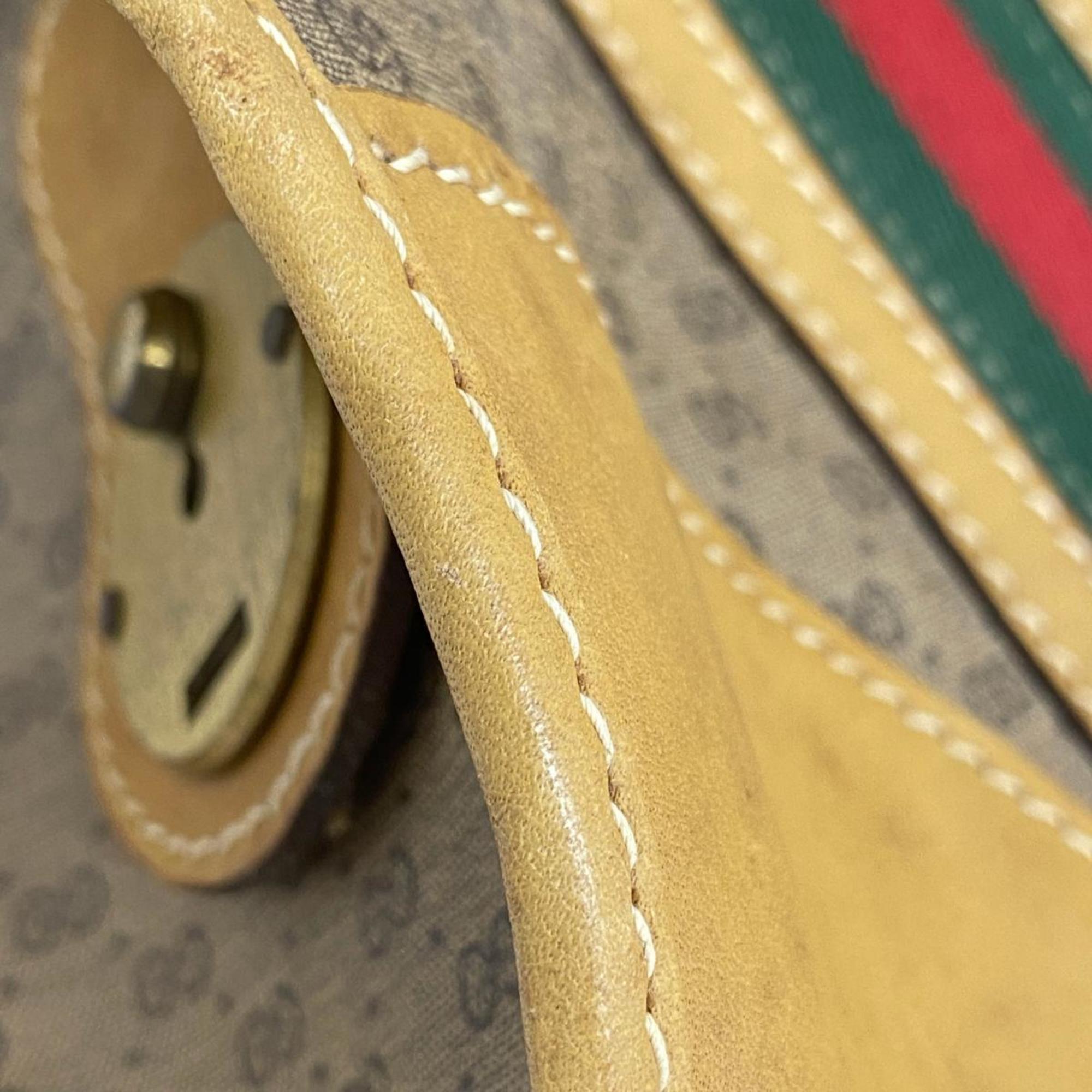 グッチ(Gucci) グッチ ボストンバッグ シェリーライン マイクロGG 012 067 1125  レザー ブラウン   メンズ レディース