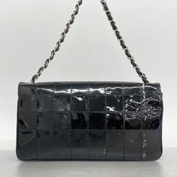 シャネル(Chanel) シャネル ショルダーバッグ チョコバー チェーンショルダー パテントレザー ブラック   レディース