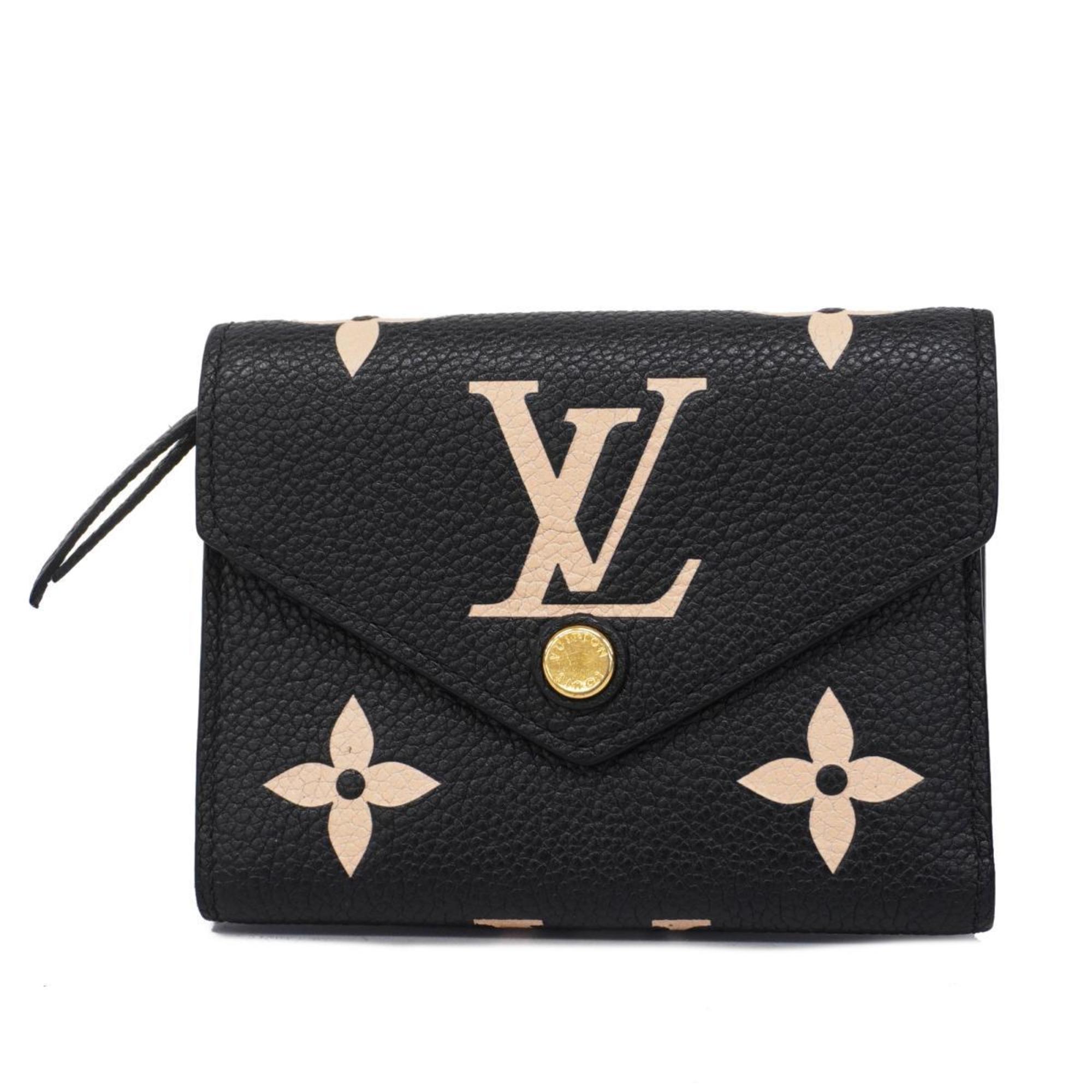 ルイ・ヴィトン(Louis Vuitton) ルイ・ヴィトン 三つ折り財布 モノグラム・アンプラント バイカラー ポルトフォイユヴィクトリーヌ M80968 ブラックベージュレディース