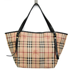 バーバリー(Burberry) ノバチェック レディース PVC,レザー トートバッグ ベージュ,ブラック