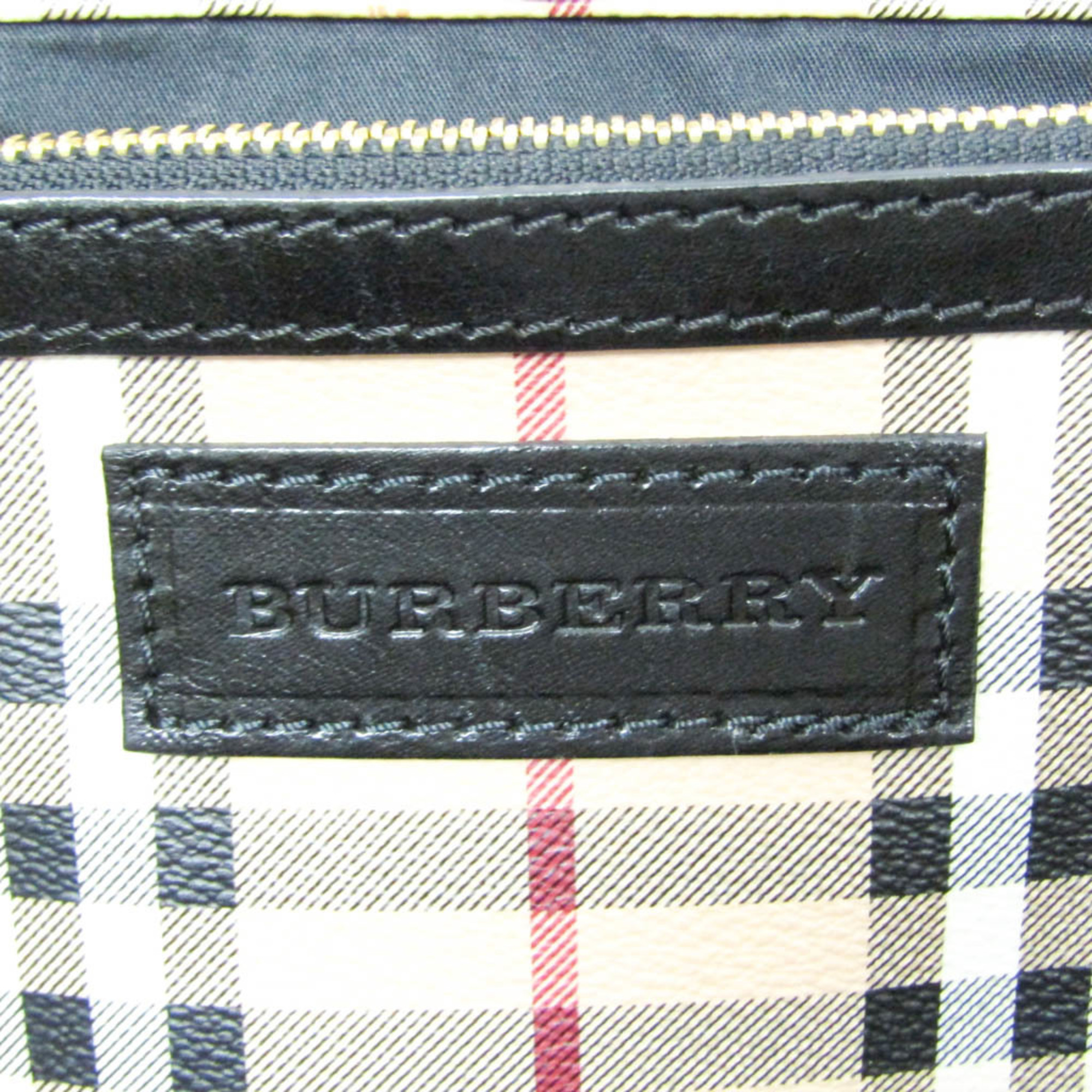 バーバリー(Burberry) ノバチェック レディース PVC,レザー トートバッグ ベージュ,ブラック