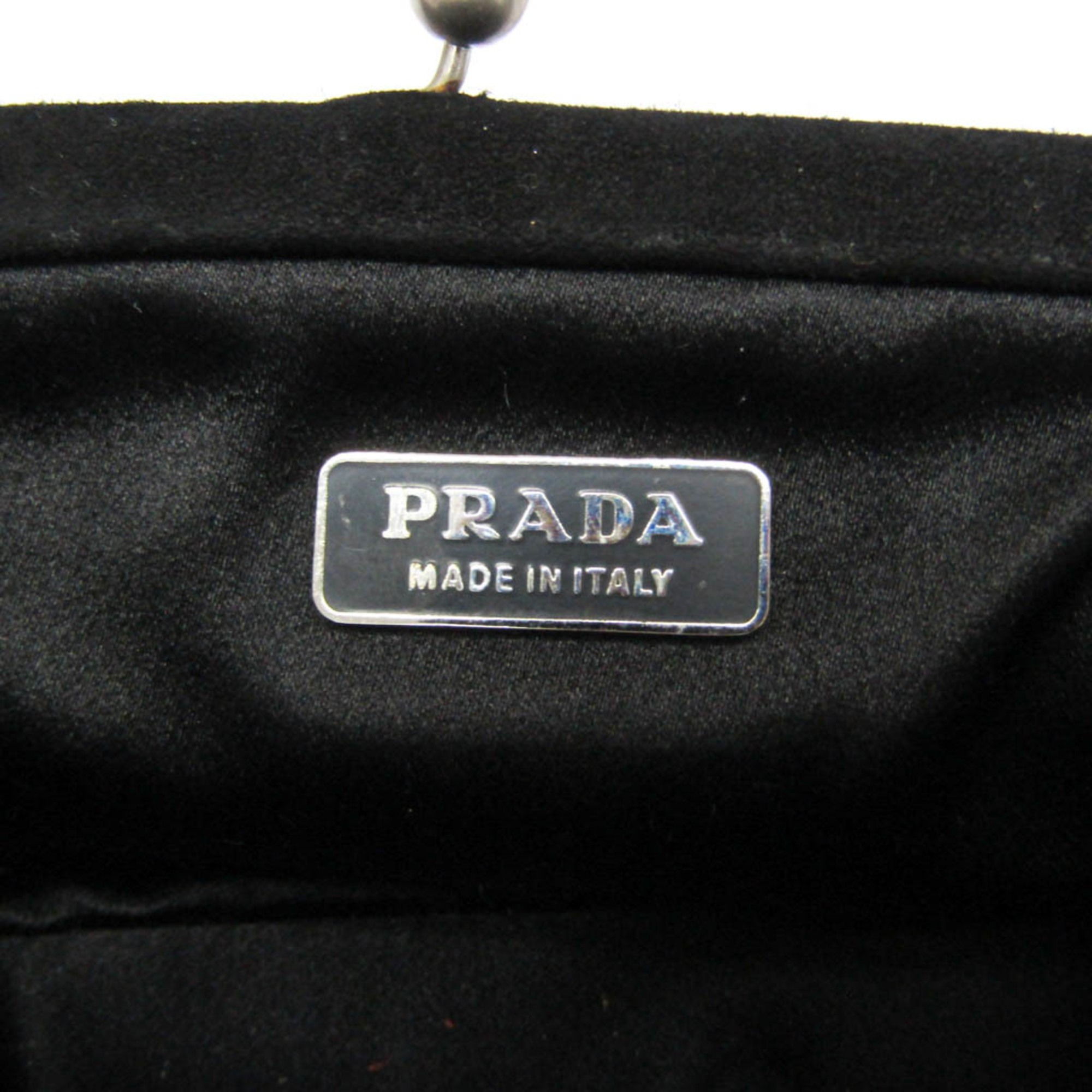 プラダ(Prada) KISSLOCK CHAIN CLUTCH BAG BT0383 レディース サテン,スエード ショルダーバッグ ブラック