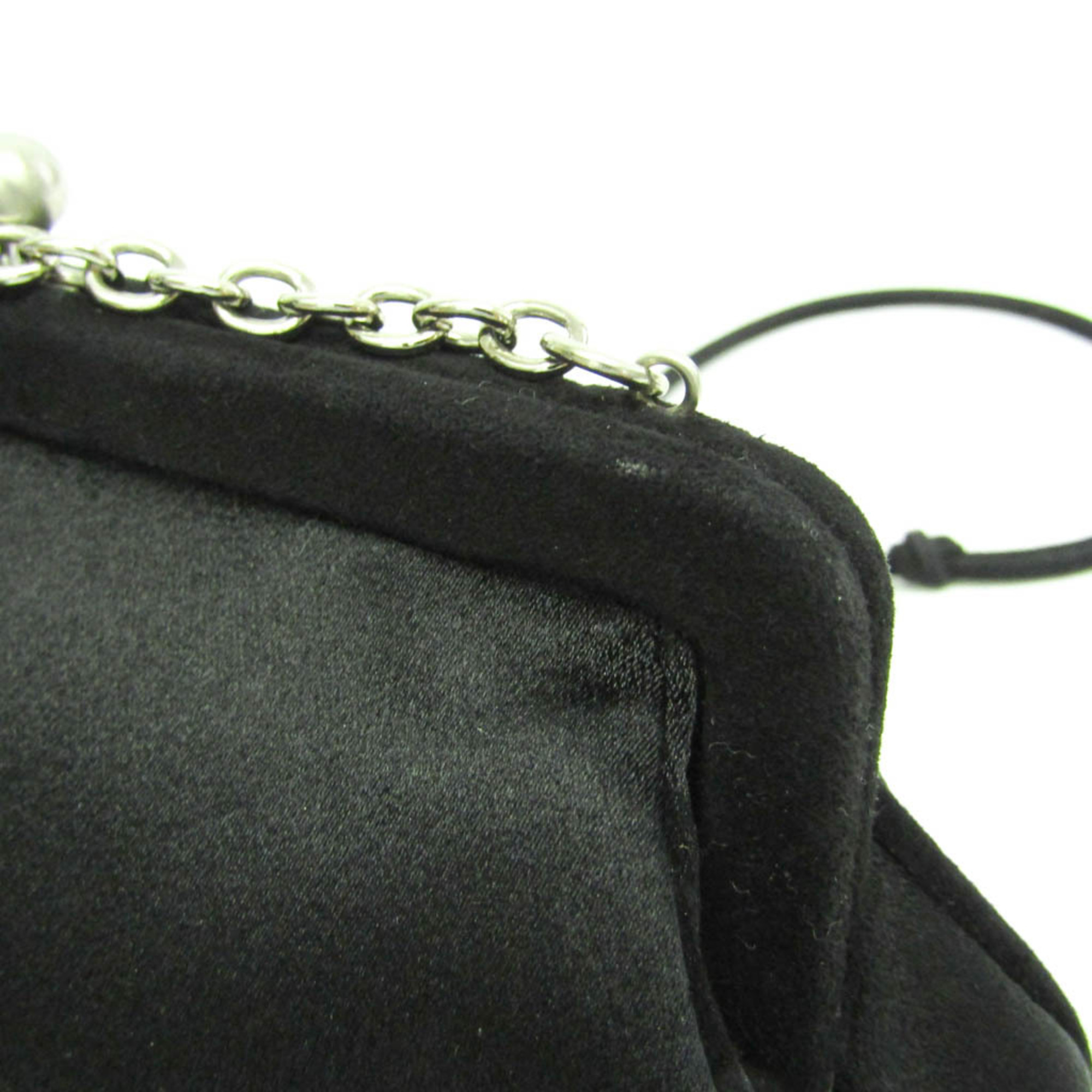 プラダ(Prada) KISSLOCK CHAIN CLUTCH BAG BT0383 レディース サテン,スエード ショルダーバッグ ブラック