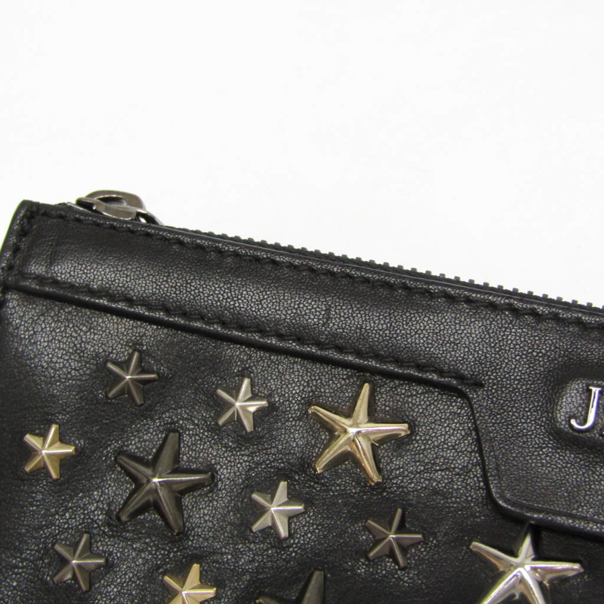 ジミーチュウ(Jimmy Choo) DEREK メンズ レザー スタッズ クラッチバッグ ブラック