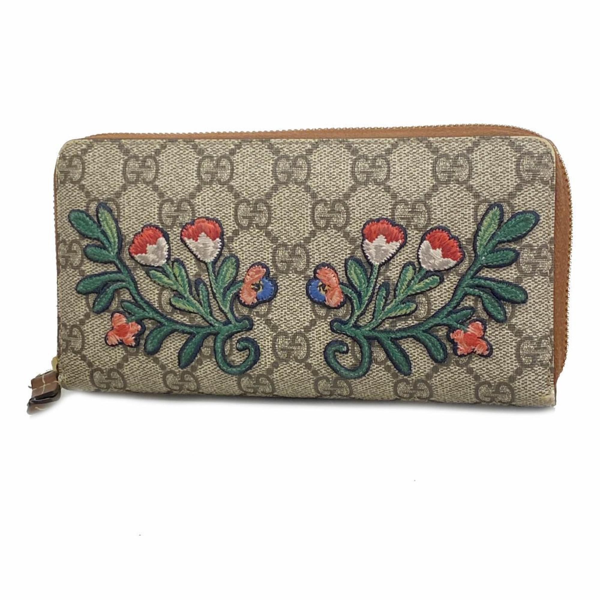 グッチ(Gucci) グッチ 長財布 GGスプリーム 456863  レザー ブラウン   メンズ レディース