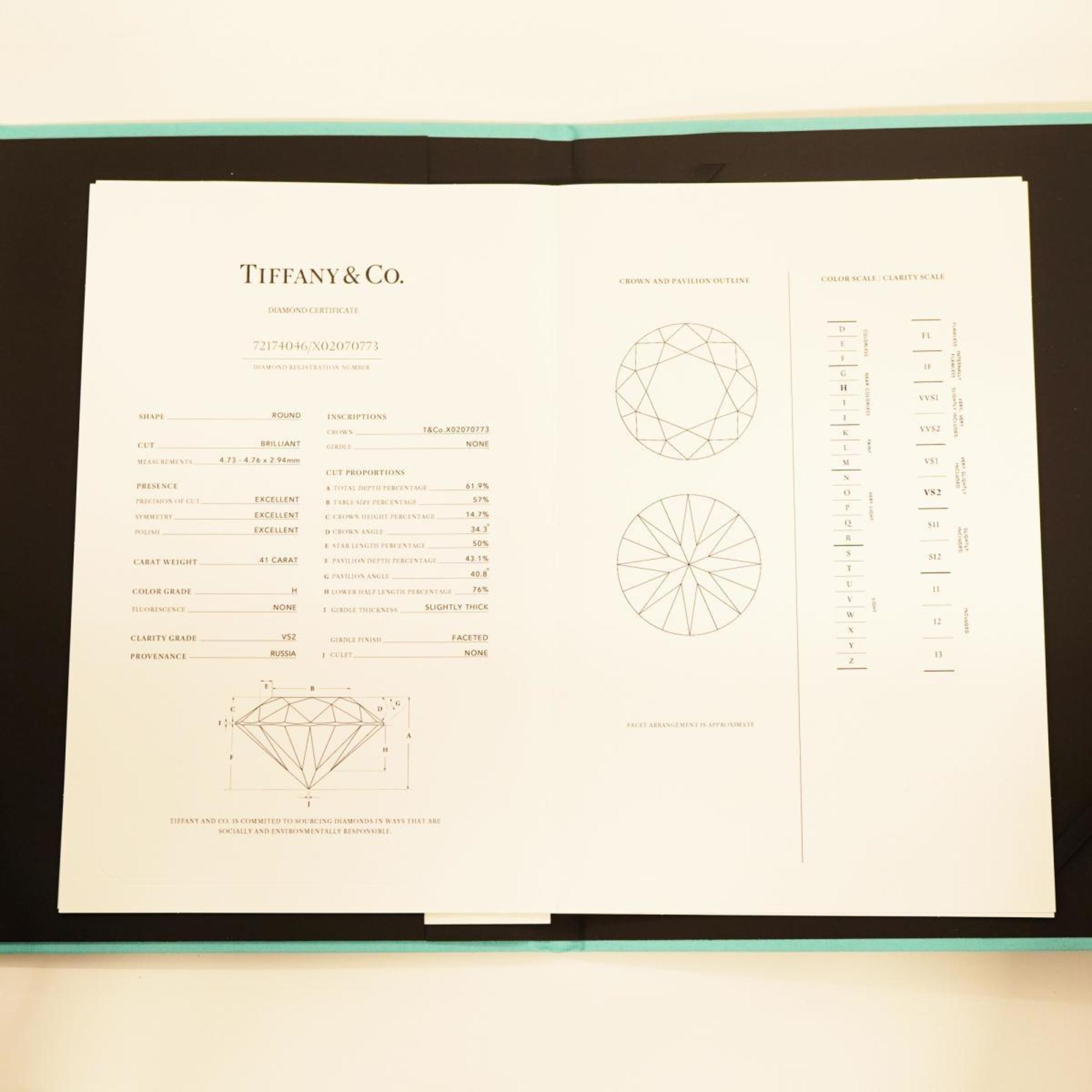 ティファニー(Tiffany) ティファニー リング ソリティア 1PD ダイヤモンド Pt950 プラチナ 0.41ct  レディース