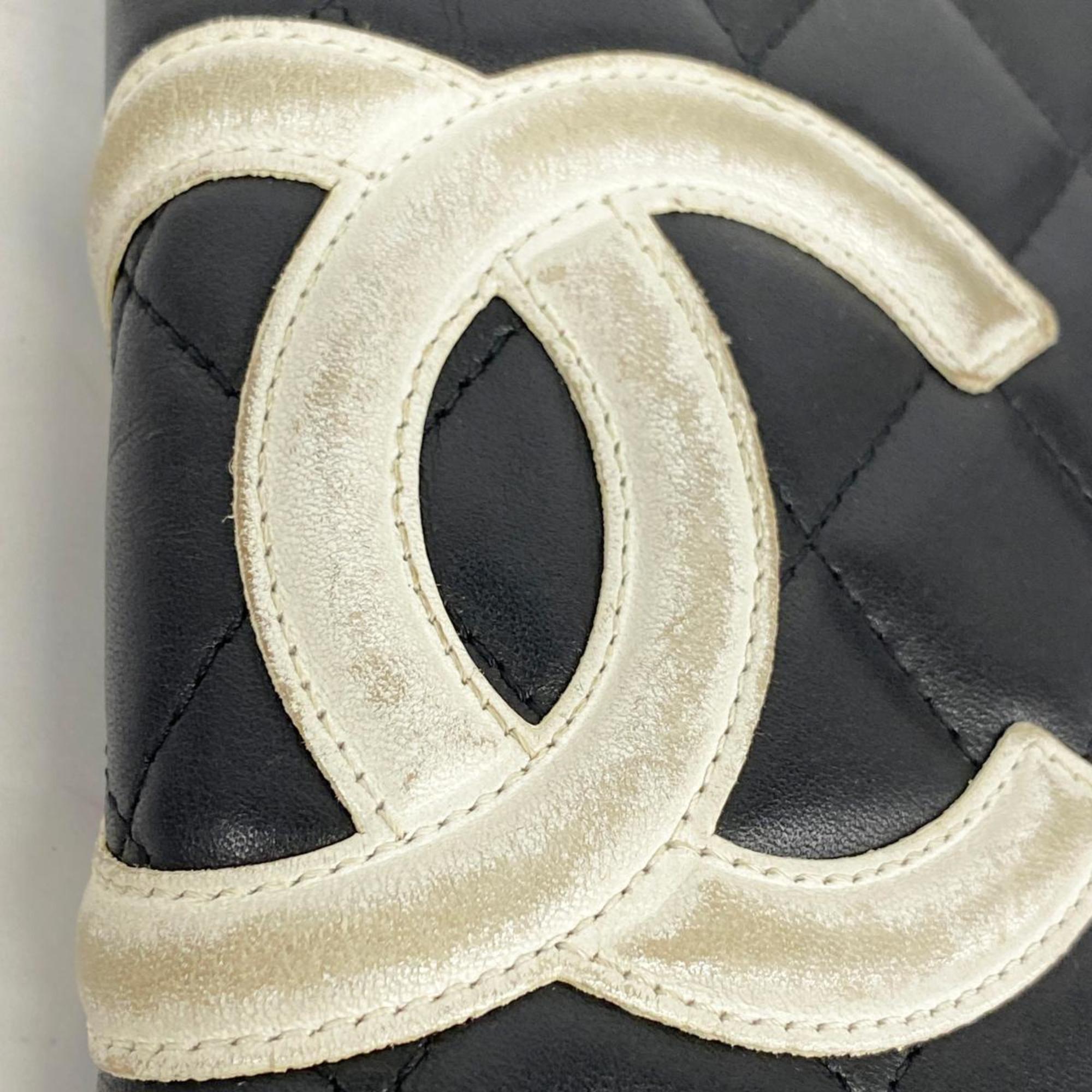 シャネル(Chanel) シャネル 長財布 カンボン ラムスキン ブラック   レディース