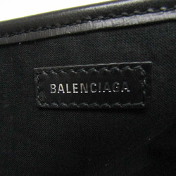 バレンシアガ(Balenciaga) ネイビーカバスS 339933 レディース キャンバス,レザー ハンドバッグ ブラック,オフホワイト