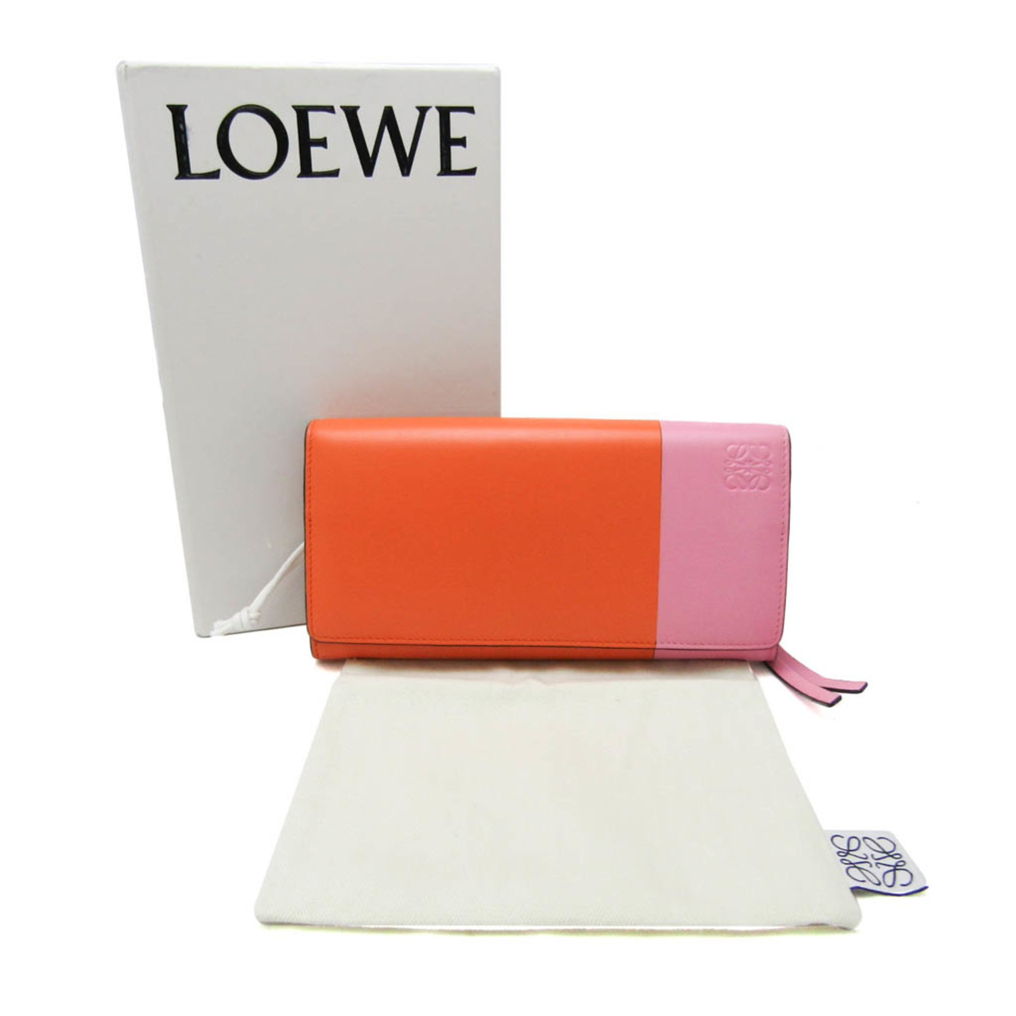 ロエベ(Loewe) アナグラム バイカラー 109N15.F13 レディース  カーフスキン 長財布（二つ折り） オレンジ,ピンク