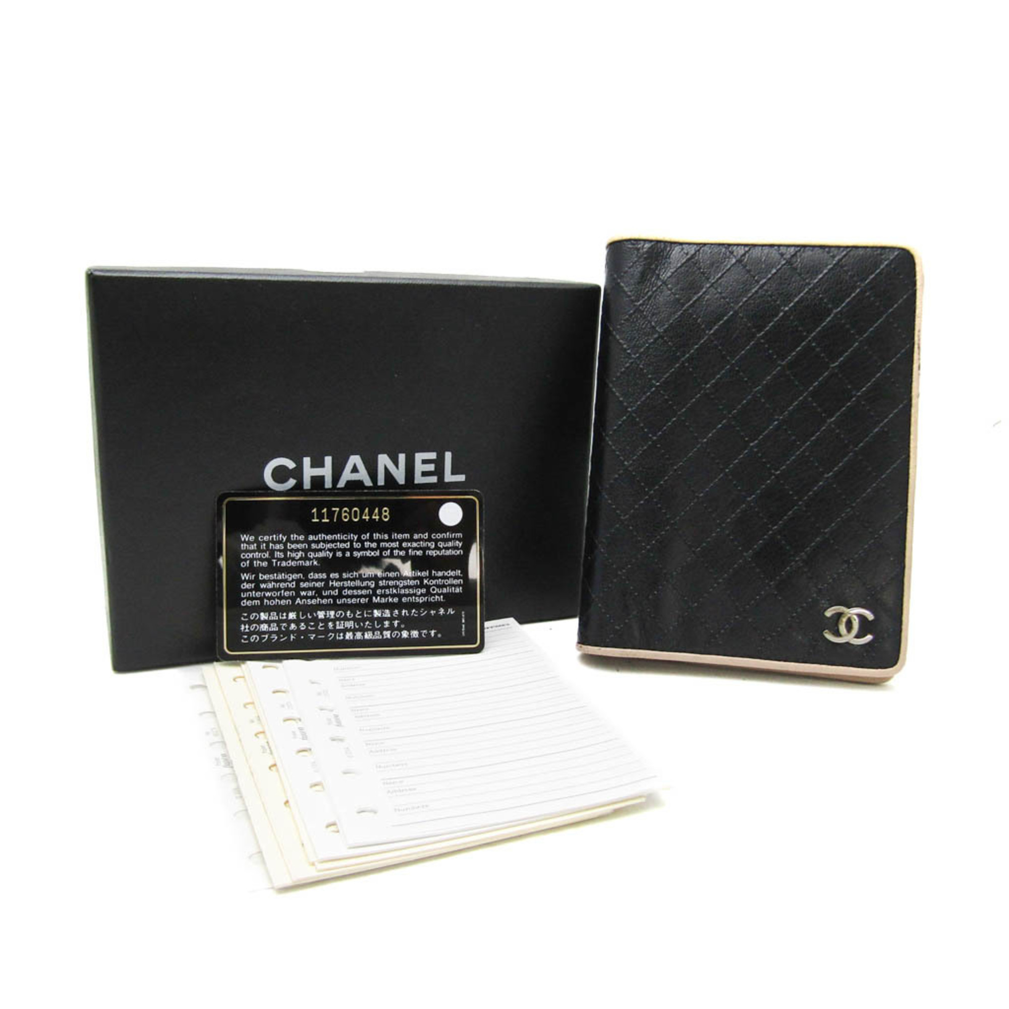 シャネル(Chanel) A6 手帳 ブラック,ライトベージュ ビコローレ