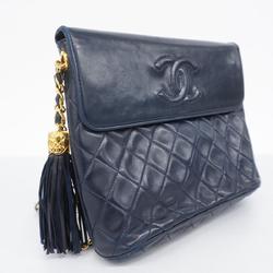 シャネル(Chanel) シャネル ショルダーバッグ マトラッセ 付きショルダー ラムスキン ネイビー   レディース