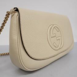 グッチ(Gucci) グッチ ショルダーバッグ ソーホー 336752 レザー ホワイト シャンパン  レディース