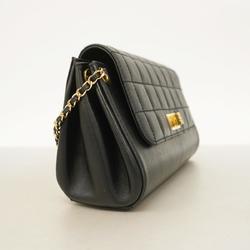 シャネル(Chanel) シャネル ショルダーバッグ チョコバー 2.55 チェーンショルダー ラムスキン ブラック   レディース