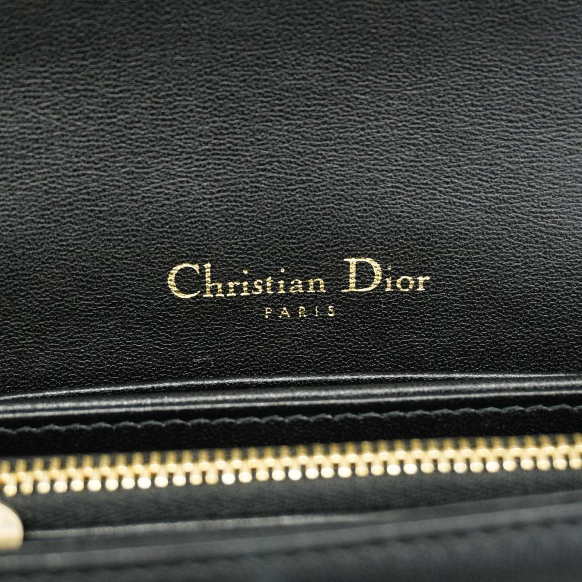 クリスチャン・ディオール(Christian Dior) クリスチャンディオール ショルダーウォレット カナージュ レザー ブラック   レディース