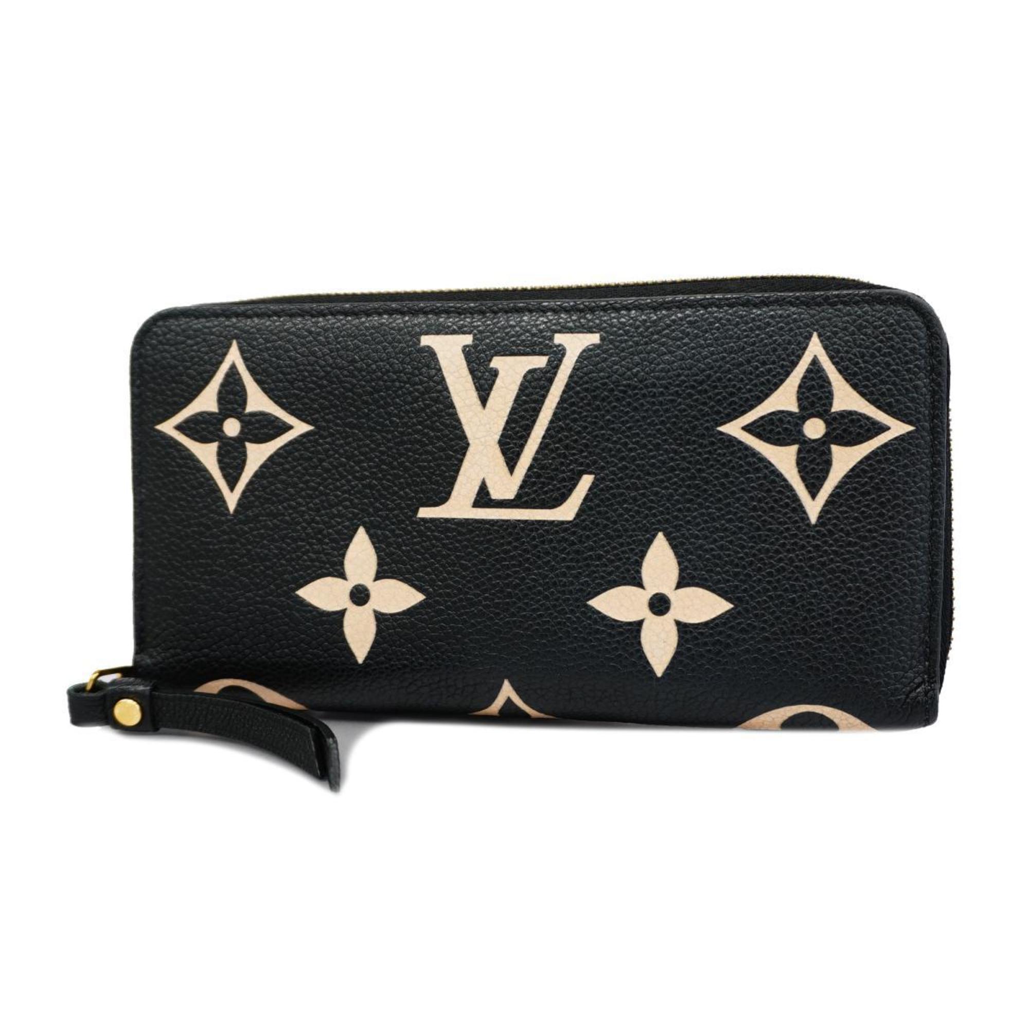 ルイ・ヴィトン(Louis Vuitton) ルイ・ヴィトン 長財布 モノグラム・アンプラント バイカラー ジッピーウォレット M80481 ブラック ベージュメンズ レディース