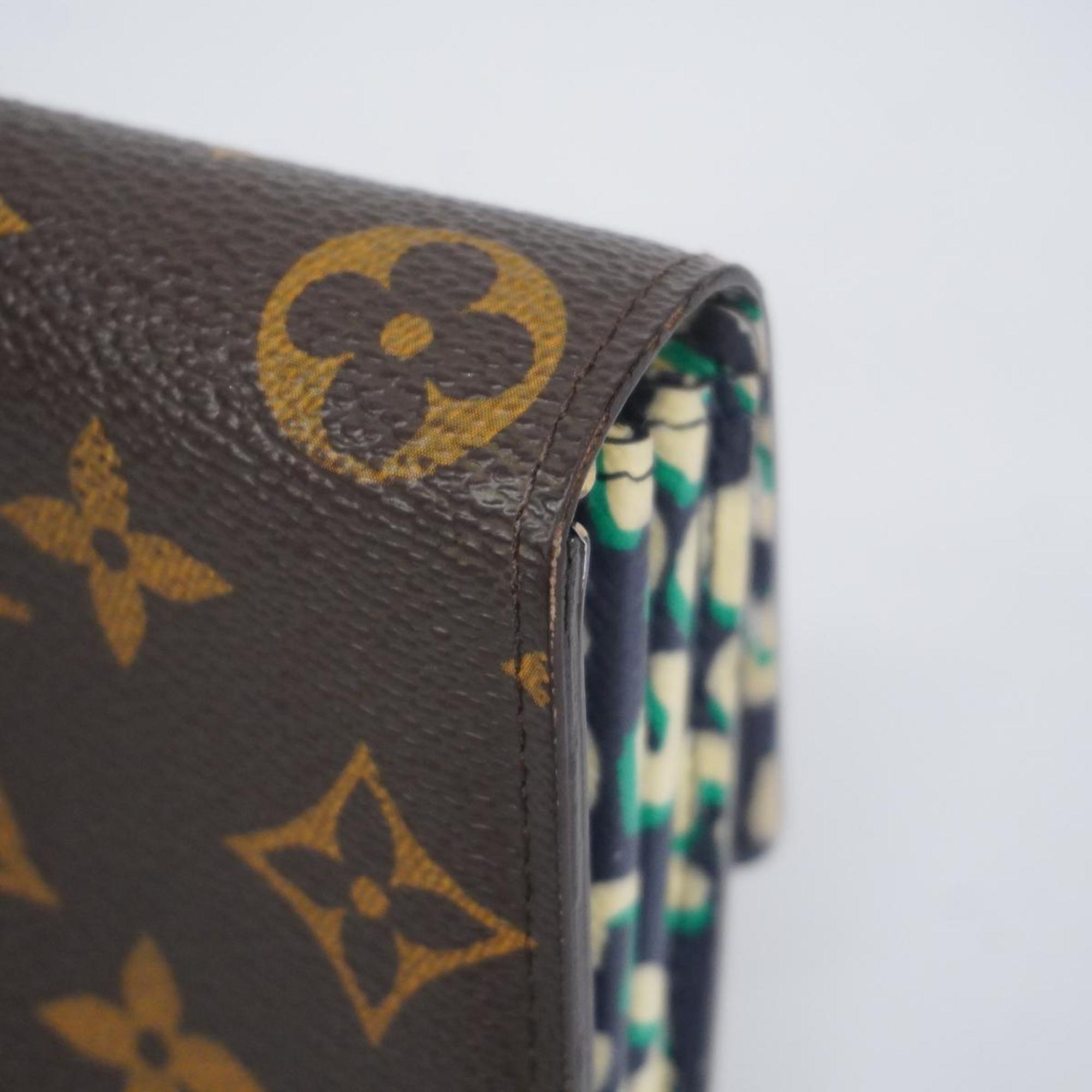 ルイ・ヴィトン(Louis Vuitton) ルイ・ヴィトン 長財布 モノグラム ポルトフォイユサラ レオパード M60104 ブラウン ブルーアンフィニレディース