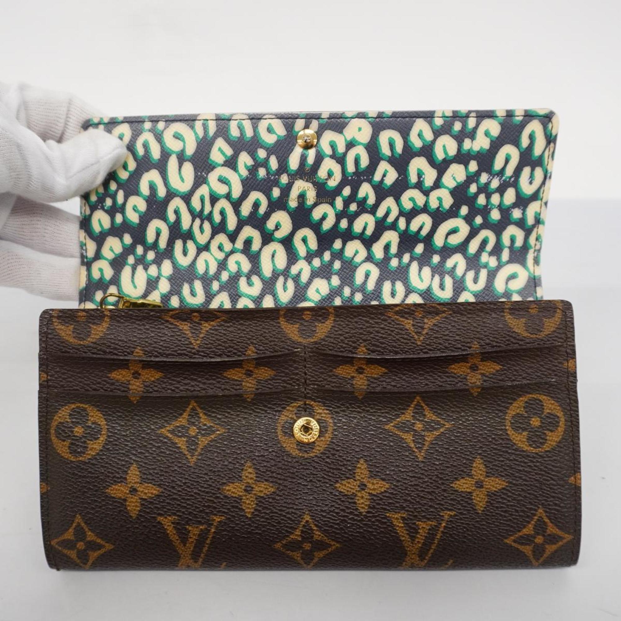 ルイ・ヴィトン(Louis Vuitton) ルイ・ヴィトン 長財布 モノグラム ポルトフォイユサラ レオパード M60104 ブラウン ブルーアンフィニレディース