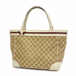 グッチ(Gucci) グッチ トートバッグ GGキャンバス シェリーライン 257061 キャンバス レザー ブラウン ホワイト シャンパン  レディース