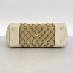 グッチ(Gucci) グッチ トートバッグ GGキャンバス シェリーライン 257061 キャンバス レザー ブラウン ホワイト シャンパン  レディース