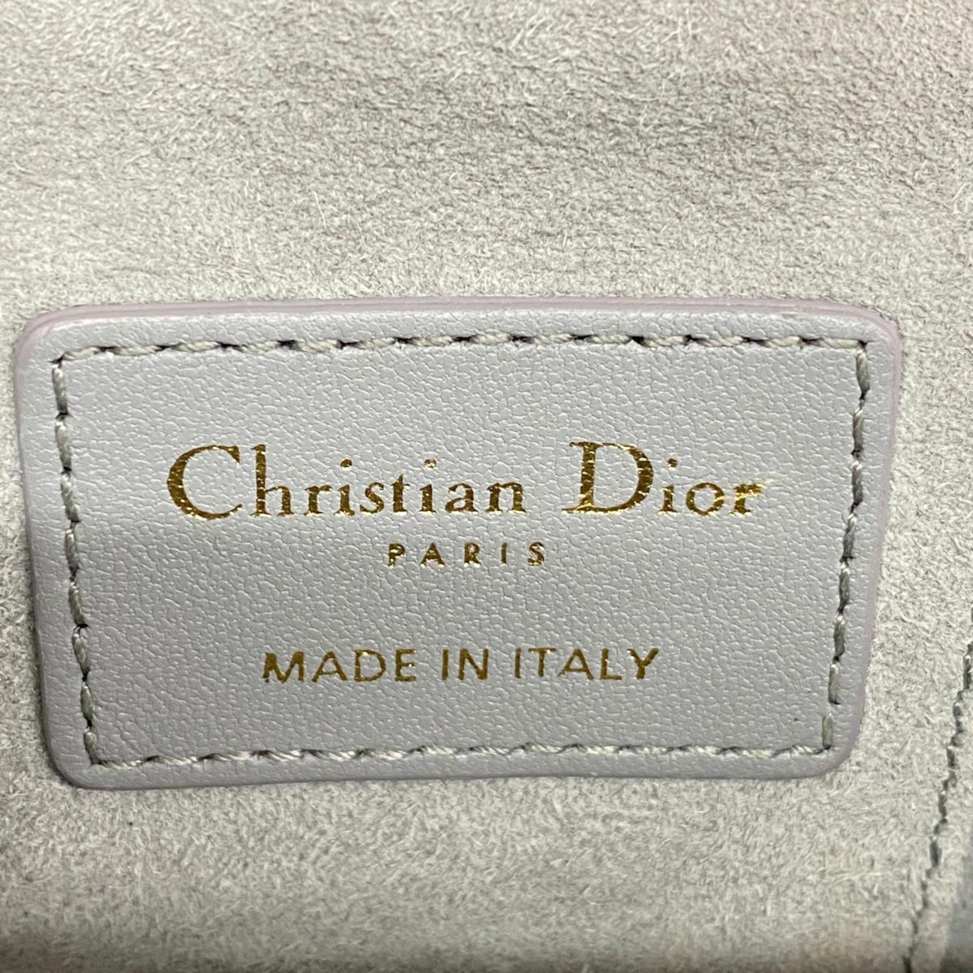 クリスチャン・ディオール(Christian Dior) クリスチャンディオール ショルダーバッグ カナージュ レザー グレー シャンパン  レディース