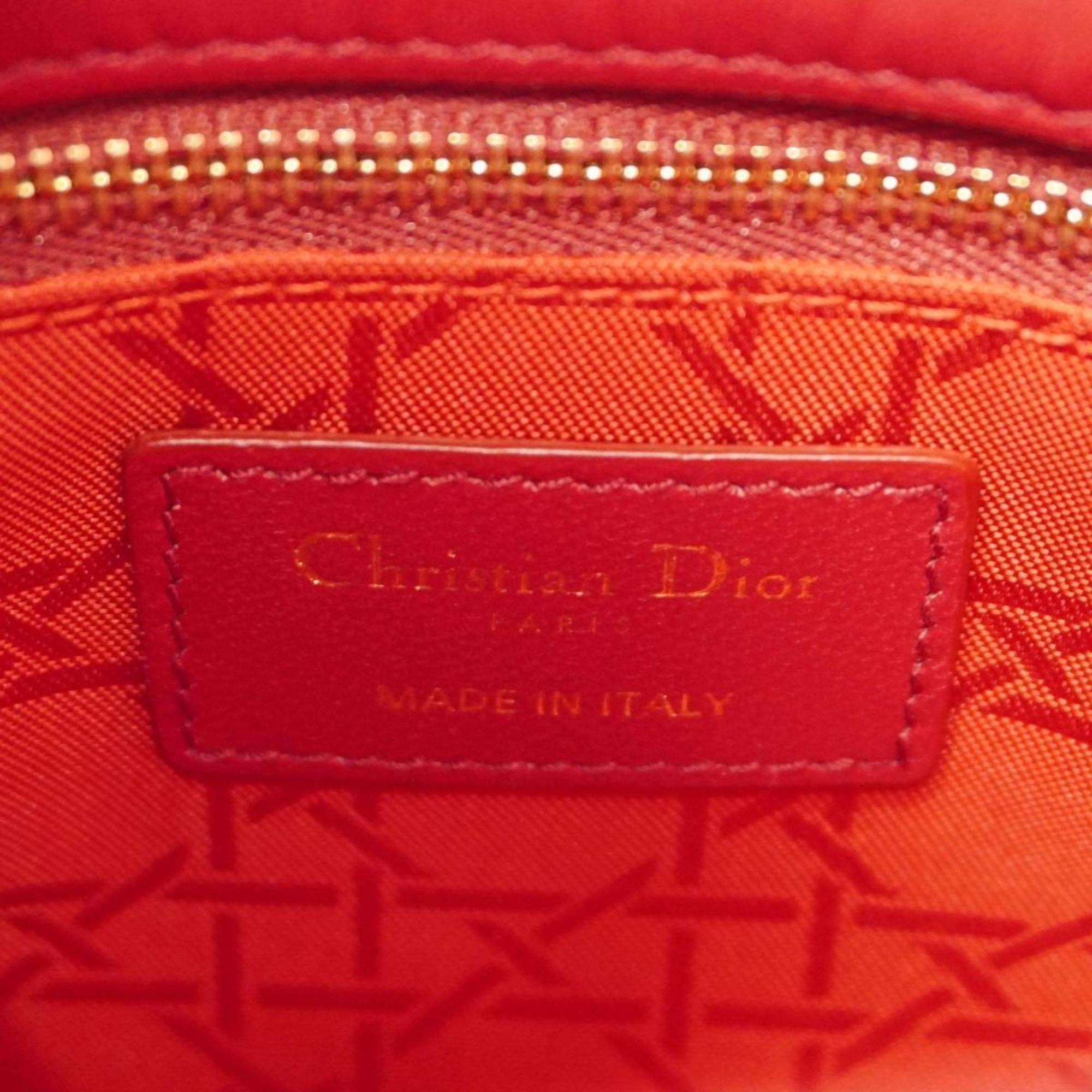 クリスチャン・ディオール(Christian Dior) クリスチャンディオール ハンドバッグ カナージュ レディディオール レザー レッド シャンパン  レディース