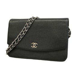 シャネル(Chanel) シャネル ショルダーウォレット チェーンショルダー キャビアスキン ブラック   レディース