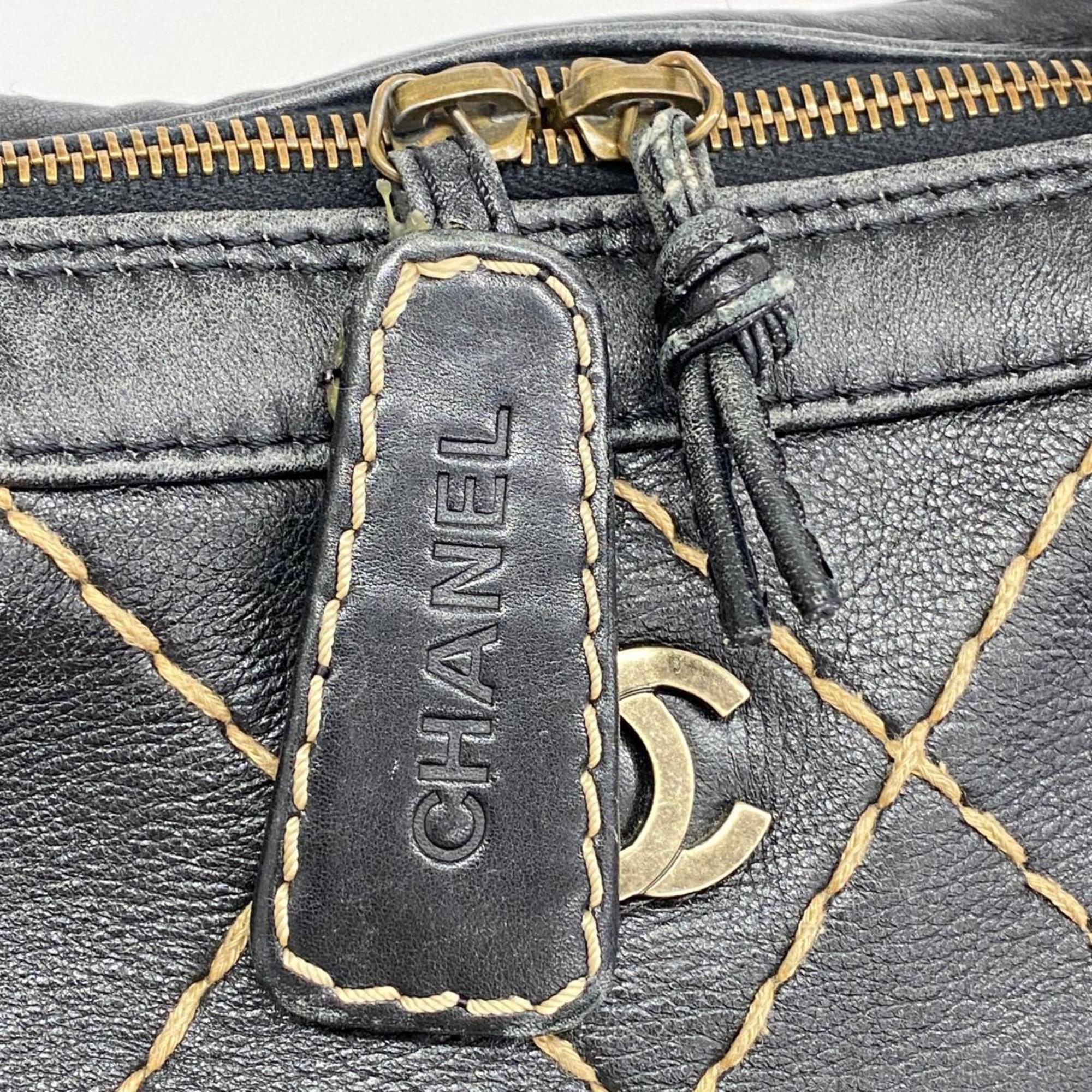 シャネル(Chanel) シャネル トートバッグ ワイルドステッチ ラムスキン ブラック  レディース