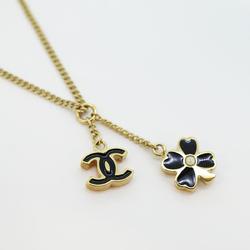 シャネル(Chanel) シャネル ネックレス ココマーク クローバー フェイクパール GPメッキ シャンパンゴールド ブラック 07P  レディース