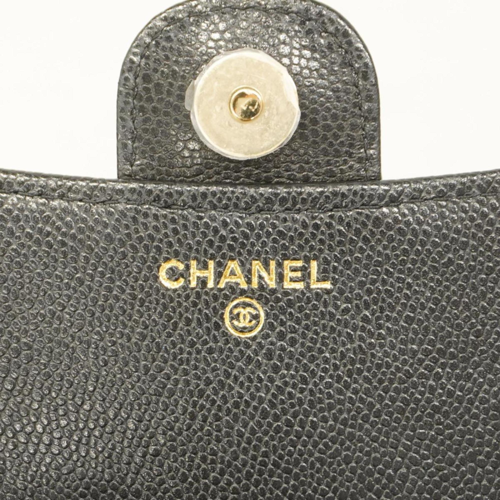 シャネル(Chanel) シャネル ショルダーウォレット マトラッセ チェーンショルダー キャビアスキン ブラック シャンパン  レディース