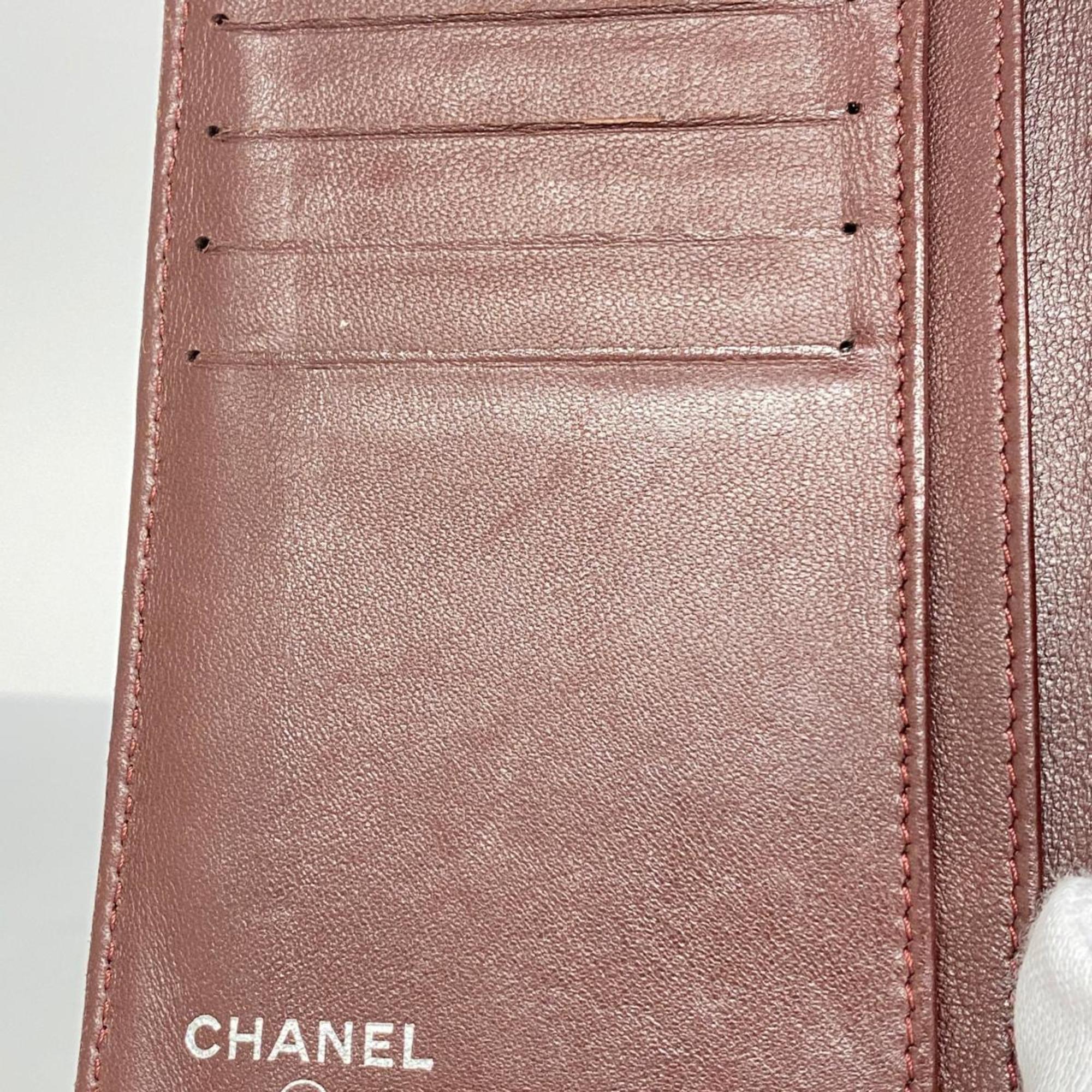 シャネル(Chanel) シャネル 財布 マトラッセ ラムスキン ブラック ブラウン   レディース