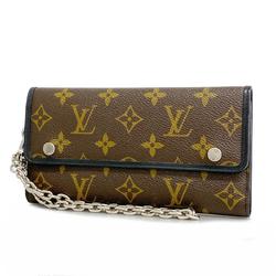 ルイ・ヴィトン(Louis Vuitton) ルイ・ヴィトン 三つ折り長財布 モノグラム・マカサー ポルトフォイユロン M60168 ブラウン ブラックメンズ