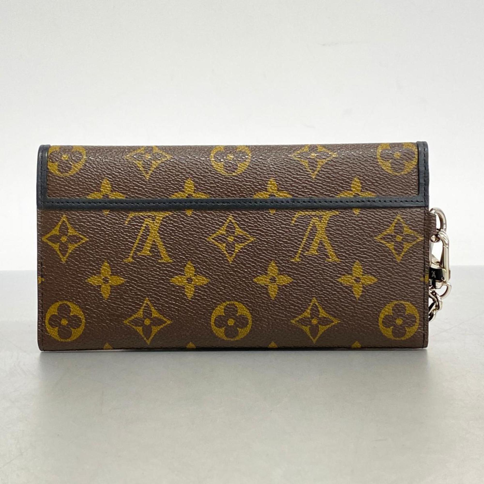 ルイ・ヴィトン(Louis Vuitton) ルイ・ヴィトン 三つ折り長財布 モノグラム・マカサー ポルトフォイユロン M60168 ブラウン ブラックメンズ