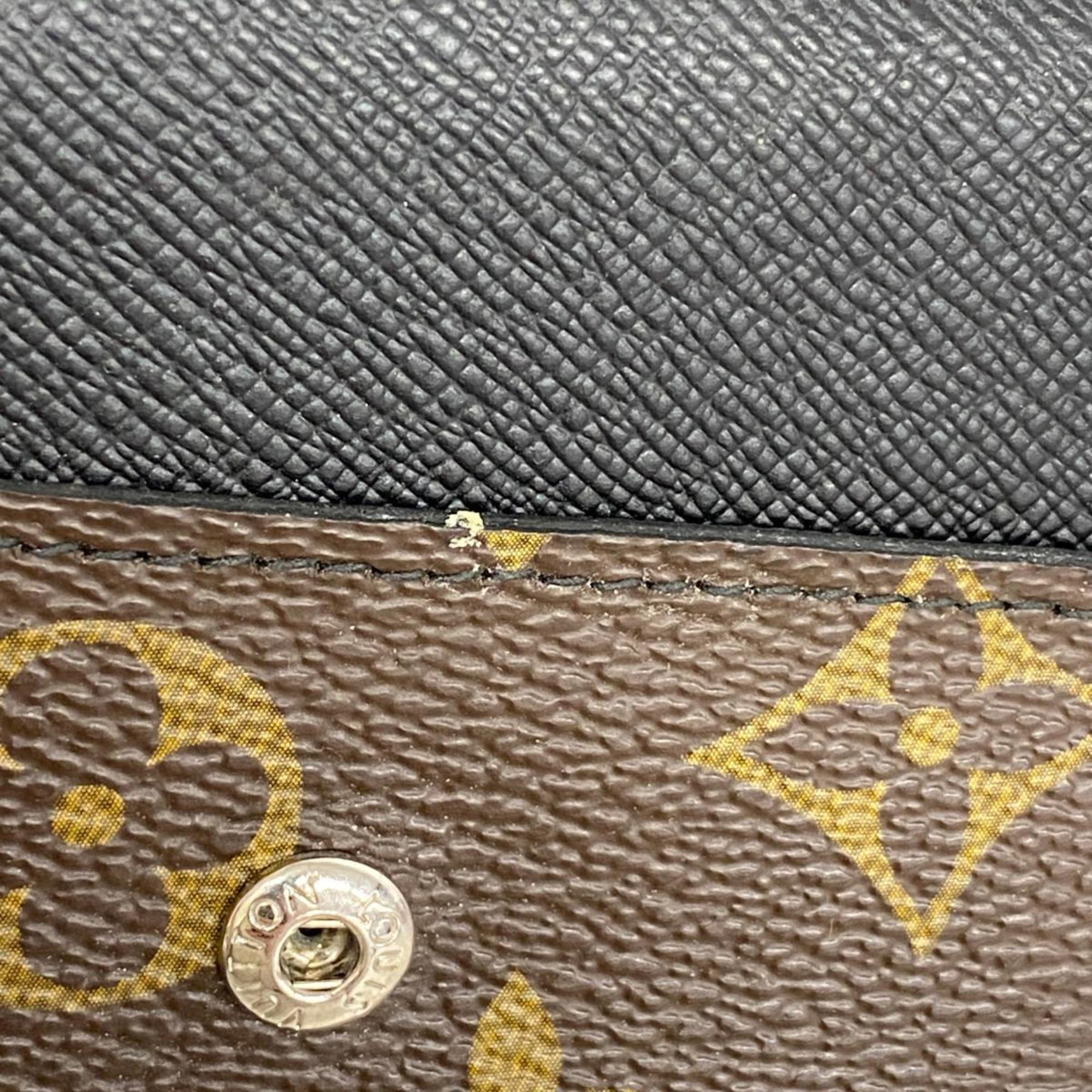 ルイ・ヴィトン(Louis Vuitton) ルイ・ヴィトン 三つ折り長財布 モノグラム・マカサー ポルトフォイユロン M60168 ブラウン ブラックメンズ