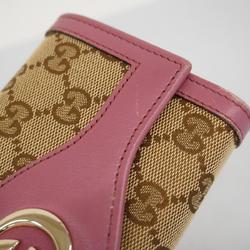 グッチ(Gucci) グッチ 長財布 GGキャンバス 282431 キャンバス ピンク ブラウン シャンパン  レディース